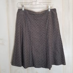 Ann Taylor Dark Gray Eyelet A Line Skirt Cotton